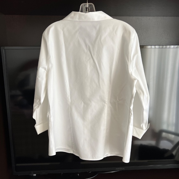 Chico's size 10-12 white cotton blouse (their size 2) - Picture 3 of 8